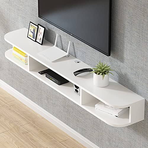 UQACHG Schwebender TV-Schrank – Wandregal/TV-Ständer, Holz, TV-Wandschrank, moderne Unterhaltungseinheit, mit Schublade und Aufbewahrungseinheit, Audio-/Video-Konsole, Weiß, 100 x 24 x 20 cm von UQACHG
