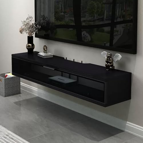 UQACHG Schwebender TV-Ständer, Massivholz, wandmontiert, TV-Schrank mit aufklappbaren Schubladen für 81,3 - 165 cm große Fernseher, modernes Wandregal für Schlafzimmer, Wohnzimmer, Media-Raum von UQACHG