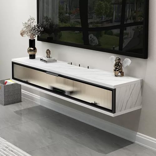 UQACHG Schwebender TV-Ständer, Massivholz, wandmontiert, TV-Schrank mit aufklappbaren Schubladen für 81,3 - 165 cm große Fernseher, modernes Wandregal für Schlafzimmer, Wohnzimmer, Media-Raum UQACHG Schwebender TV-Ständer, Massivholz, wandmontiert, TV-Schrank mit aufklappbaren Schubladen für 81,3 - 165 cm große Fernseher, modernes Wandregal für Schlafzimmer, Wohnzimmer, Media-Raum von UQACHG