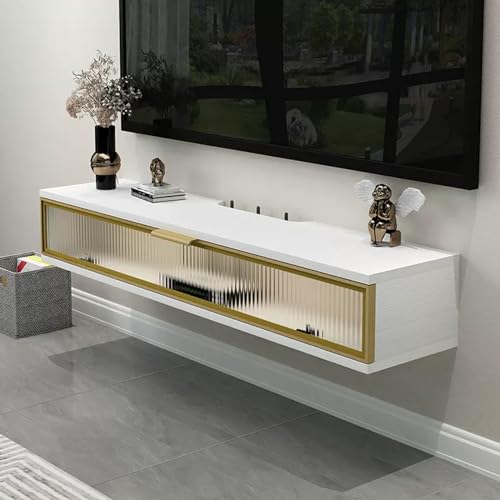 UQACHG Schwebender TV-Ständer, Massivholz, wandmontiert, TV-Schrank mit aufklappbaren Schubladen für 81,3 - 165 cm große Fernseher, modernes Wandregal für Schlafzimmer, Wohnzimmer, Media-Raum von UQACHG