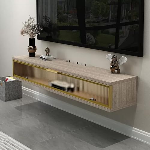 UQACHG Schwebender TV-Ständer, Massivholz, wandmontiert, TV-Schrank mit aufklappbaren Schubladen für 81,3 - 165 cm große Fernseher, modernes Wandregal für Schlafzimmer, Wohnzimmer, Media-Raum von UQACHG