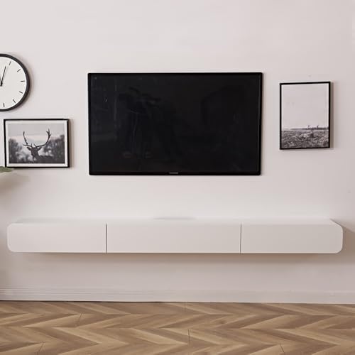 UQACHG Schwebender TV-Ständer, modern, wandmontiert, TV-Schrank mit Stauraum, Medienkonsole, Holz-TV-Konsole, schwebendes Regal für unter dem Fernseher, für Wohnzimmer, Bett, Weiß, 160 x 24 x 18 cm UQACHG Schwebender TV-Ständer, modern, wandmontiert, TV-Schrank mit Stauraum, Medienkonsole, Holz-TV-Konsole, schwebendes Regal für unter dem Fernseher, für Wohnzimmer, Bett, Weiß, 160 x 24 x 18 cm von UQACHG