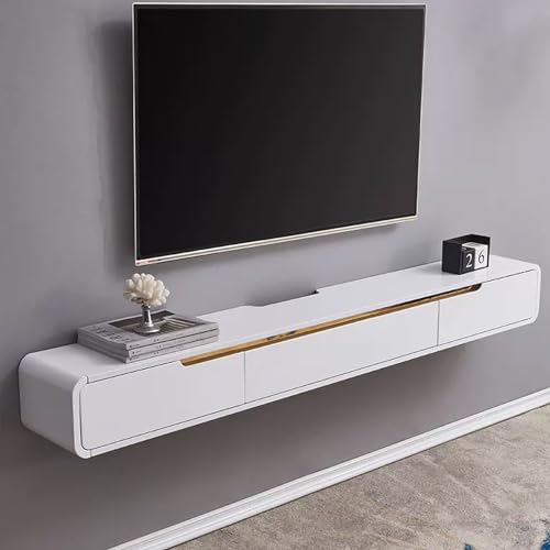 UQACHG Schwebender TV-Ständer mit 3 Schubladen, wandmontierter TV-Schrank, Massivholz, Konsolentisch, Unterhaltungszentrum für Schlafzimmer, Wohnzimmer, Media-Raum, Spielzimmer, für 4, Bianco, 150 x UQACHG Schwebender TV-Ständer mit 3 Schubladen, wandmontierter TV-Schrank, Massivholz, Konsolentisch, Unterhaltungszentrum für Schlafzimmer, Wohnzimmer, Media-Raum, Spielzimmer, für 4, Bianco, 150 x von UQACHG