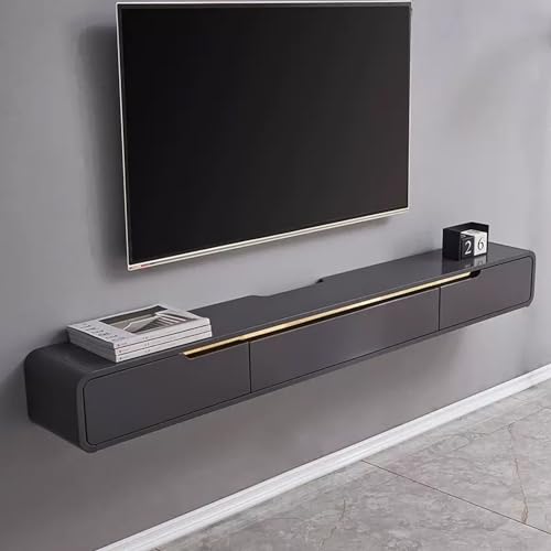 UQACHG Schwebender TV-Ständer mit 3 Schubladen, wandmontierter TV-Schrank, Massivholz, Konsolentisch, Unterhaltungszentrum für Schlafzimmer, Wohnzimmer, Media-Raum, Spielzimmer, für 4, Schwarz, 150 x UQACHG Schwebender TV-Ständer mit 3 Schubladen, wandmontierter TV-Schrank, Massivholz, Konsolentisch, Unterhaltungszentrum für Schlafzimmer, Wohnzimmer, Media-Raum, Spielzimmer, für 4, Schwarz, 150 x von UQACHG