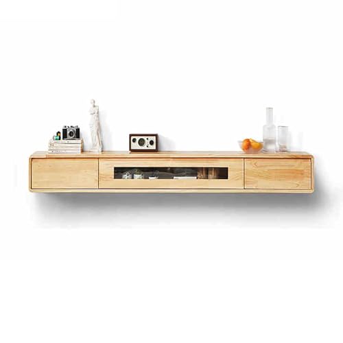 UQACHG Schwebender TV-Ständer mit Schublade, wandmontierter TV-Schrank mit Klapptür, Massivholz-Aufbewahrungsschrank, TV-Konsolenkarabinett, für Wohnzimmer, Schlafzimmer, Zuhause, Hotel, einfach zu UQACHG Schwebender TV-Ständer mit Schublade, wandmontierter TV-Schrank mit Klapptür, Massivholz-Aufbewahrungsschrank, TV-Konsolenkarabinett, für Wohnzimmer, Schlafzimmer, Zuhause, Hotel, einfach zu von UQACHG