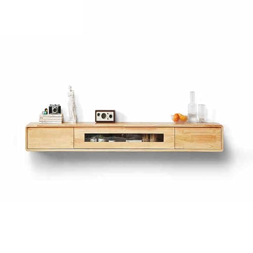 UQACHG Schwebender TV-Ständer mit Schublade, wandmontierter TV-Schrank mit Klapptür, Massivholz-Aufbewahrungsschrank, TV-Konsolenkarabinett, für Wohnzimmer, Schlafzimmer, Zuhause, Hotel, einfach zu von UQACHG