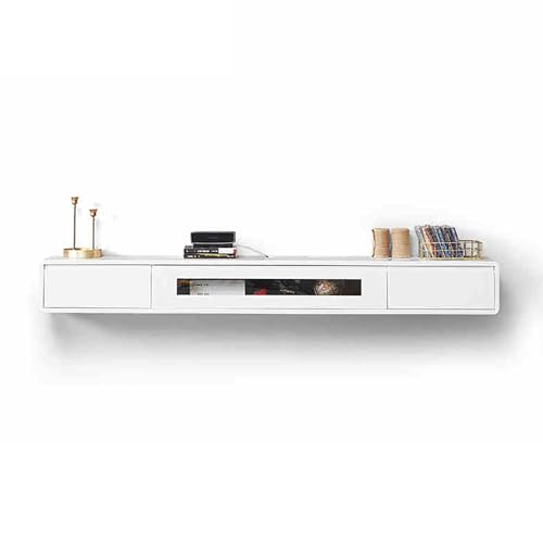 UQACHG Schwebender TV-Ständer mit Schublade, wandmontierter TV-Schrank mit Klapptür, Massivholz-Aufbewahrungsschrank, TV-Konsolenkarabinett, für Wohnzimmer, Schlafzimmer, Zuhause, Hotel, einfach zu UQACHG Schwebender TV-Ständer mit Schublade, wandmontierter TV-Schrank mit Klapptür, Massivholz-Aufbewahrungsschrank, TV-Konsolenkarabinett, für Wohnzimmer, Schlafzimmer, Zuhause, Hotel, einfach zu von UQACHG