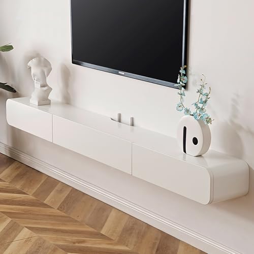 UQACHG TV-Ständer, schwimmendes Massivholz-Unterhaltungszentrum, TV-Schrank, kleine Schubladen und Klapptüren, schwimmender TV-Konsolentisch mit Kordellöchern, Weiß, 150 x 24 cm UQACHG TV-Ständer, schwimmendes Massivholz-Unterhaltungszentrum, TV-Schrank, kleine Schubladen und Klapptüren, schwimmender TV-Konsolentisch mit Kordellöchern, Weiß, 150 x 24 cm von UQACHG