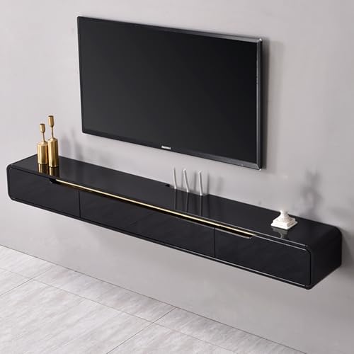 UQACHG TV-Ständer, wandmontierter TV-Schrank, Schubladen und Klapptüren, TV-Konsole, Unterhaltungs-Medienkonsole, TV-Ständer für Wohnzimmer, Schlafzimmer, Schwarz, 150 x 20 cm UQACHG TV-Ständer, wandmontierter TV-Schrank, Schubladen und Klapptüren, TV-Konsole, Unterhaltungs-Medienkonsole, TV-Ständer für Wohnzimmer, Schlafzimmer, Schwarz, 150 x 20 cm von UQACHG