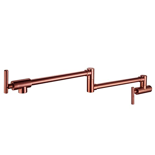 UQACHG Topffüller, Wasserhahn, Einzel-Kaltwasser-Küchenarmatur, Wandhalterung, Messing, kommerzielle Küchenspüle, faltbar, dehnbar, Doppelgelenk-Schwenkarme, Einzelloch, zwei H von UQACHG