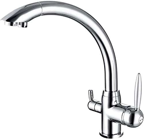 UQACHG Verchromter 3-Wege-Wasserfilter-Küchenspüle-Wasserhahn, Doppelhebel-Mischbatterie, 360-Grad-Schwenkauslauf, Messing UQACHG Verchromter 3-Wege-Wasserfilter-Küchenspüle-Wasserhahn, Doppelhebel-Mischbatterie, 360-Grad-Schwenkauslauf, Messing von UQACHG