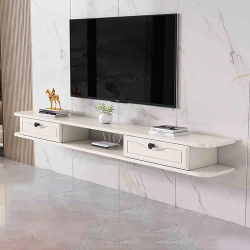 UQACHG Wandmontierter TV-Schrank, schwebende Medienkonsole mit Schublade, moderne, schwebende TV-Einheit mit Kabelloch, Wandmontage, TV-Ständer mit offenem Stauraum für Wohnzimmer, Bett, Weiß, 170 x UQACHG Wandmontierter TV-Schrank, schwebende Medienkonsole mit Schublade, moderne, schwebende TV-Einheit mit Kabelloch, Wandmontage, TV-Ständer mit offenem Stauraum für Wohnzimmer, Bett, Weiß, 170 x von UQACHG