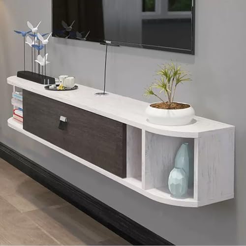 UQACHG Wandmontierter TV-Schrank mit Drahtloch, schwimmende Unterhaltungs-Medienkonsole, Center-Aufbewahrung, TV-Ständer, Wandregal, für 81,3 - 165 cm große Fernseher, für Media-Raum, Spielzimmer A von UQACHG