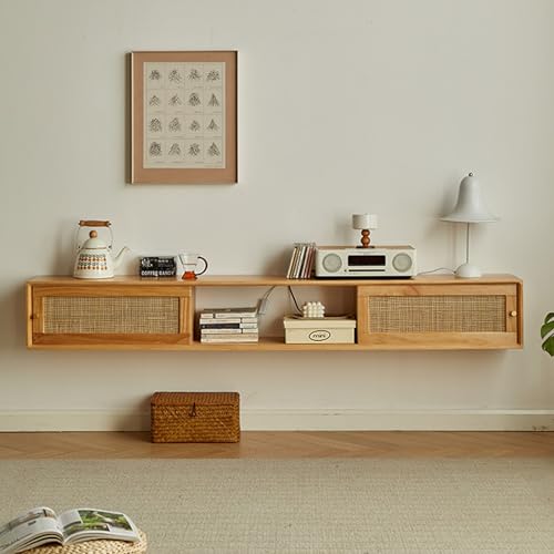 UQACHG Wandmontierter TV-Schrank mit Schiebetür, schwimmender TV-Schrank, modernes Steuerzentrum für Audio- und Videoausrüstung, platzsparend, geeignet für 81,3 - 199,5 cm (32 - 75 Zoll) Fernseher von UQACHG