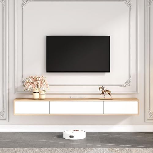 UQACHG Wandmontierter TV-Schrank mit hochklappbaren Schubladen, schwebender Massivholz-TV-Schrank, Medien-Unterhaltungsausrüstung, Ablagetisch für 76,2–165,1 cm große Fernseher, für Zuhause und Büro UQACHG Wandmontierter TV-Schrank mit hochklappbaren Schubladen, schwebender Massivholz-TV-Schrank, Medien-Unterhaltungsausrüstung, Ablagetisch für 76,2–165,1 cm große Fernseher, für Zuhause und Büro von UQACHG