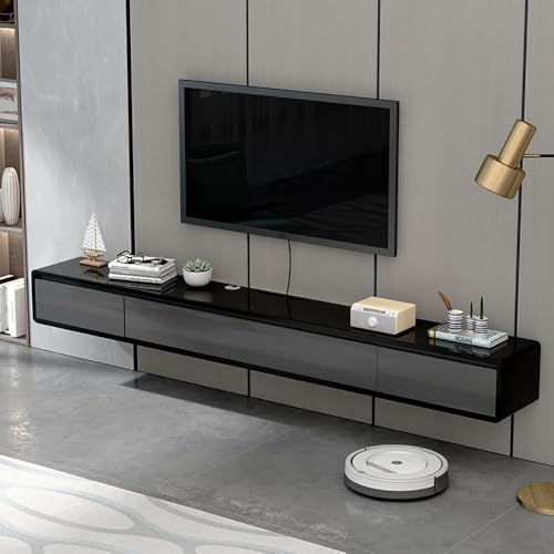 UQACHG Wandmontierter TV-Ständer mit 2 Schubladen, wandmontiertes Unterhaltungszentrum, Unterhaltungs-Mediengerät-Konsole, schwimmender TV-Schrank aus Holz, für Livi, weiße Tür, 140 x 24 x 20 cm UQACHG Wandmontierter TV-Ständer mit 2 Schubladen, wandmontiertes Unterhaltungszentrum, Unterhaltungs-Mediengerät-Konsole, schwimmender TV-Schrank aus Holz, für Livi, weiße Tür, 140 x 24 x 20 cm von UQACHG