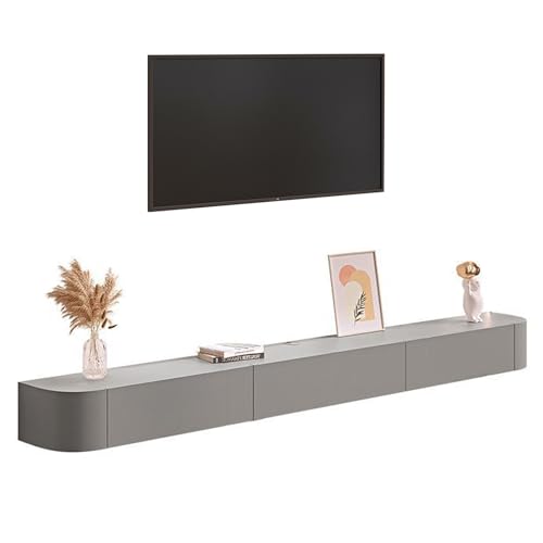 UQACHG Wandmontierter TV-Ständer mit Stauraum, schwebender TV-Schrank aus Massivholz, moderne Unterhaltungs-Mittelkonsole für Zuhause und Büro, für 30-65-Zoll-Fernseher, Grau, 160 cm von UQACHG