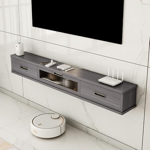 UQACHG Wandmontierter TV-Ständer mit zwei Schubladen, schwimmende Konsole für unter dem Fernseher, Medienkonsole, kleines Unterhaltungszentrum, Holz-TV-Schrank, für Familie, Büro und heiß, Dunkelgrau UQACHG Wandmontierter TV-Ständer mit zwei Schubladen, schwimmende Konsole für unter dem Fernseher, Medienkonsole, kleines Unterhaltungszentrum, Holz-TV-Schrank, für Familie, Büro und heiß, Dunkelgrau von UQACHG