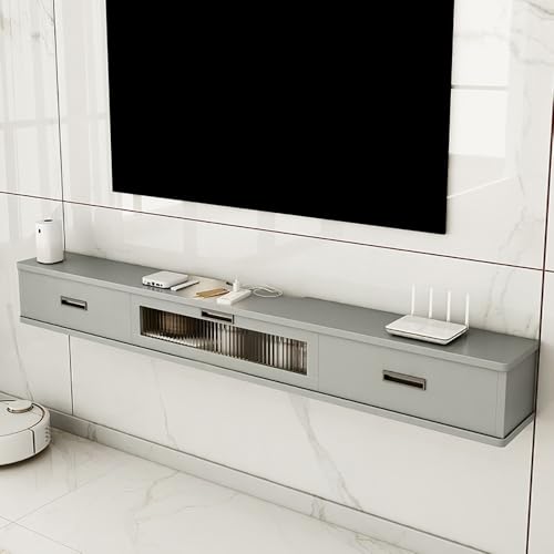 UQACHG Wandmontierter TV-Ständer mit zwei Schubladen, schwimmende Konsole für unter dem Fernseher, Medienkonsole, kleines Unterhaltungszentrum, Holz-TV-Schrank, für Familie, Büro und heiß, Hellgrau UQACHG Wandmontierter TV-Ständer mit zwei Schubladen, schwimmende Konsole für unter dem Fernseher, Medienkonsole, kleines Unterhaltungszentrum, Holz-TV-Schrank, für Familie, Büro und heiß, Hellgrau von UQACHG