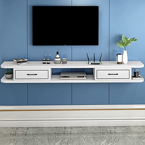UQACHG Wandmontierter schwebender TV-Ständer/TV-Schrank, Wandbehang, TV-Ständer, Wandregal, mit Schublade und Aufbewahrungseinheit, Audio-/Video-Konsole, Multimedia-Konsole, Game Co, A-140 x 24 x 18 von UQACHG
