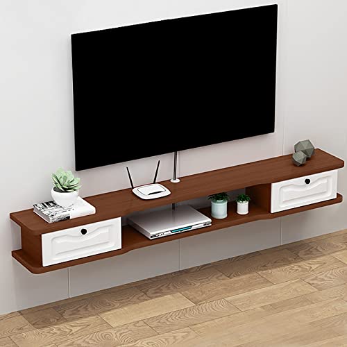 UQACHG Wandmontierter schwimmender TV-Ständer/TV-Schrank, Wandhalterung, Regal, dekoratives Unterhaltungszentrum, Aufbewahrungseinheit, Audio-/Video-Konsole, platzsparend, für Zuhause und Büro, Braun von UQACHG