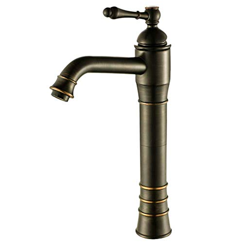 UQACHG Waschbeckenarmatur, oberhalb der Theke, schwarzer Einhebel-Wasserhahn aus antikem Messing, Retro, heiß und kalt, von UQACHG