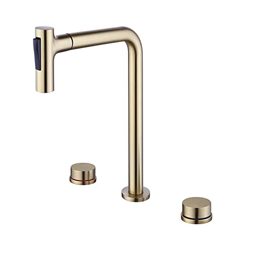 UQACHG Waschtischmischer-Wasserhahn, 3 Löcher, Messing, für heißes und kaltes Wasser, Schublade, Badezimmer-Mischbatterie, Grau, Cromo von UQACHG