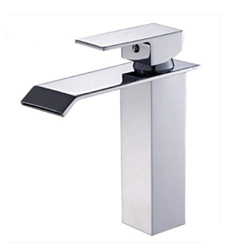 UQACHG Wasserfall-Auslauf, Einhebel-Badezimmer-Waschbeckenarmatur, Messing, heiß und kalt, Einloch-Badezimmer-Waschtisch-Mischventil, Wasserhahn von UQACHG