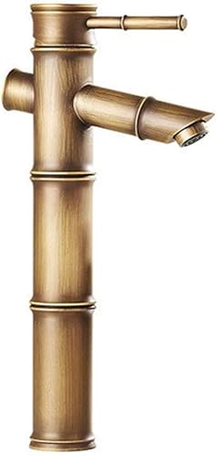 Vintage Antik Bronze Vollkupfer Bambus Deck montiert Küche Badezimmer Hotel Waschbecken Wasserhahn - Break Mouth Einhebel Antik Messing Bambus Mischbatterie 3 S von UQACHG