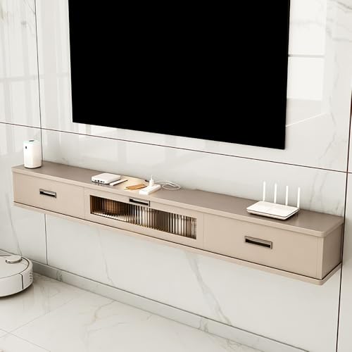 Wandmontierter TV-Ständer Mit Zwei Schubladen, Schwimmende Konsole Für Unterfernsehen, Medienkonsole Kleines Unterhaltungszentrum, Holz-TV-Schrank, Für Familie, Büro Und Hotel,Champagner-140 * 25 Wandmontierter TV-Ständer Mit Zwei Schubladen, Schwimmende Konsole Für Unterfernsehen, Medienkonsole Kleines Unterhaltungszentrum, Holz-TV-Schrank, Für Familie, Büro Und Hotel,Champagner-140 * 25 von UQACHG