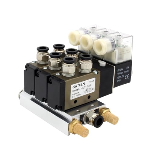 4V210-08 DC24V 12V AC220V AC110V 2-Positionen 5-Wege-Vierpositionen-Magnetventil Aluminiumbasis Zubehör Schalldämpfer-Set 3 4 5 6 Positionen(DC12V 4mm fittings) von UQMBCEFDQ