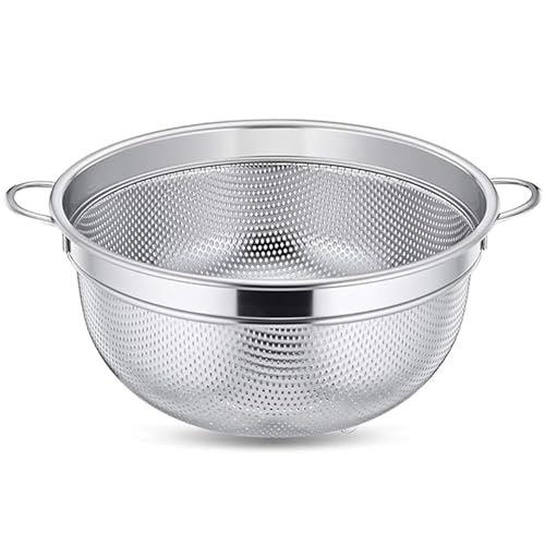 UQMIQURA 20cm Sieb Edelstahl, Nudelsieb Küchensieb mit Griffen, Mikroperforiertes Küchensieb Metallsieb für Nudeln, Obst, Gemüse, Rostfrei & Hochglanzpoliert, Ungiftig & Spülmaschinenfest von UQMIQURA