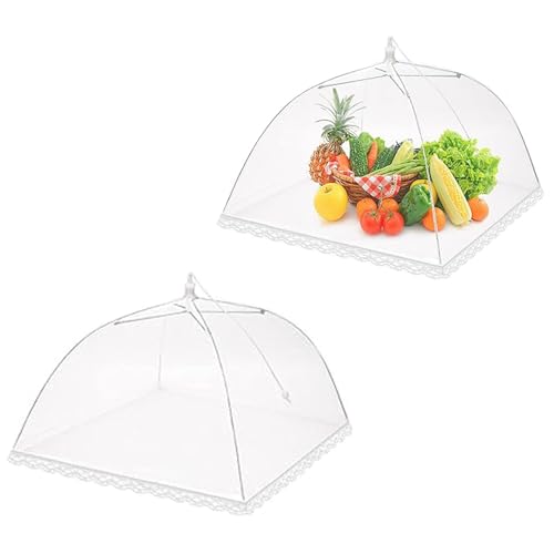UQMIQURA Mesh-Material Fliegenhaube, 2 Stück Faltbare Kuchenabdeckung Fliegenschirm Fliegenhaube Abdeckhaube für Essen, Abdeckhauben für Lebensmittel Perfekter Fliegenschutz für Essen, Obst, BBQ von UQMIQURA