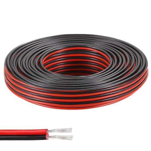 UQTUKO 22AWG Elektrischer Draht, 10 Meter 2-Adriges Kabel 0,3mm² 2 Poliges Silikon Kabel Zwillingslitzen Verzinnter Kupferdraht Flexibler für LED Streifen Elektrisch Verlängerungskabel von UQTUKO