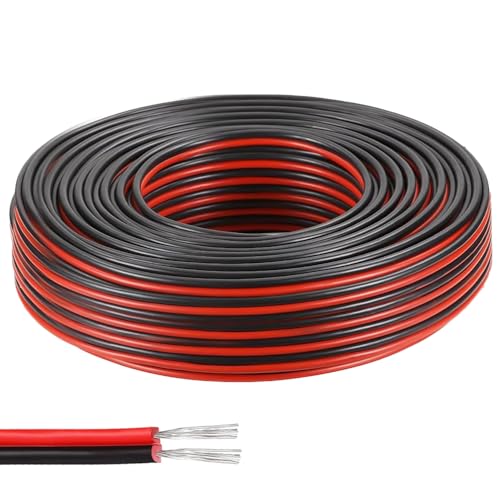 UQTUKO 22AWG Elektrischer Draht, 20 Meter 2-Adriges Kabel 0,3mm² 2 Poliges Silikon Kabel Zwillingslitzen Verzinnter Kupferdraht Flexibler für LED Streifen Elektrisch Verlängerungskabel von UQTUKO