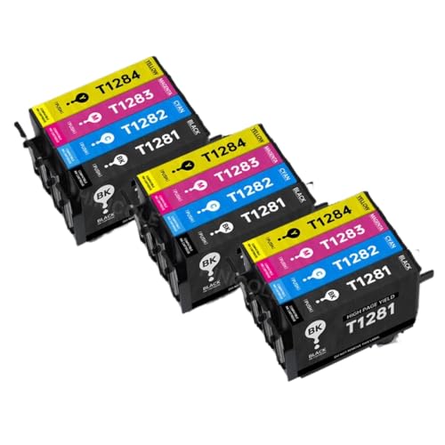 UQXJK 12 kompatibel mit Tintenpatronen Stylus S22 SX125 SX130 SX230 SX430 SX445 SX235W T1281 T1282 T1283 T1284 von UQXJK