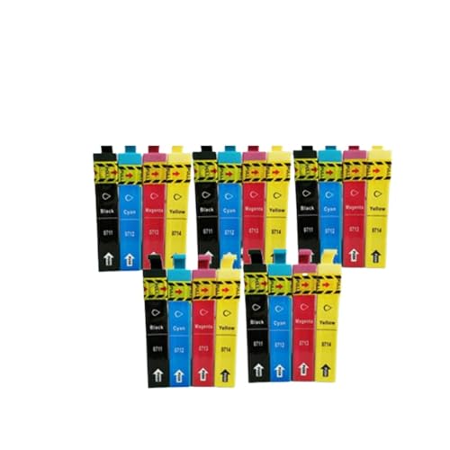 UQXJK 20er-Pack, kompatibel mit Tintenpatronen, Druckermodelle DX8400, DX8450, DX9400, DX9400F, T0711, T0712, T0713, T0714, volle Tintenversorgung(1BK 1C 1M 1Y) von UQXJK