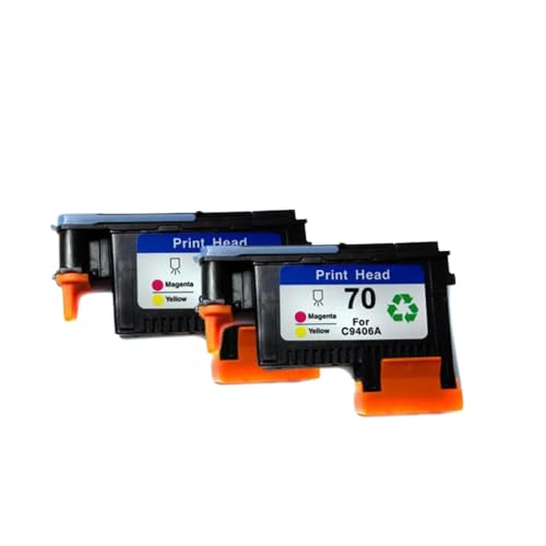 UQXJK 2er-Pack kompatibel mit Druckkopf 70 Magenta Gelb passend Kompatibel mit Designjet Z2100 Z5200 Z3100 Z3200 C9406A von UQXJK