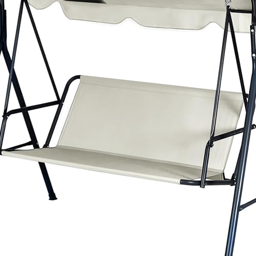 Ersatz-Schaukel Sitzbezug Hollywoodschaukel Auflage Ersatzteile Gartenschaukel Ersatzpolster Gartenstuhl Sitzbezug 900D Oxford Gewebe Wasserdicht Reißfest für 2&3 Sitzer (Beige, 148 x 50 x 50 cm) von UQXSTAR