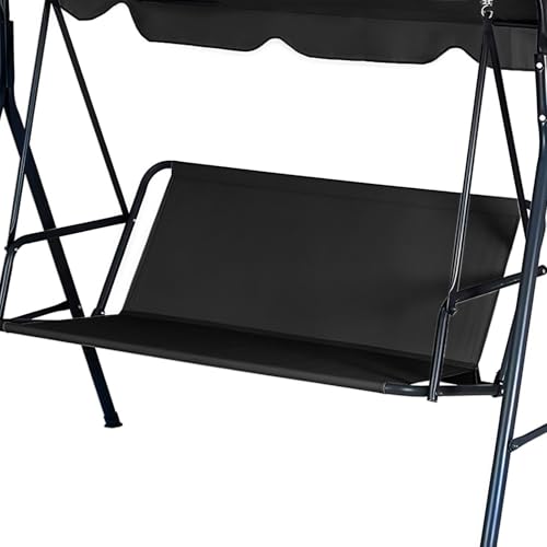 UQXSTAR Hollywoodschaukel Auflage Ersatzteile Gartenschaukel Ersatzpolster Gartenstuhl Sitzbezug 900D Oxford Gewebe Wasserdicht Reißfest für 2&3 Sitzer Schaukelsitzbezug (Schwarz, 158 x 52 x 52 cm) von UQXSTAR