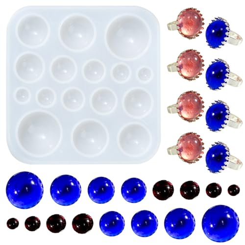 UR URLIFEHALL 1 x halbrunde Silikonform Cabochon-Silikonformen Harzguss-Silikonformen für Ringe, Ohrringe, Schmuckherstellung von UR URLIFEHALL