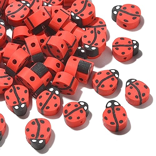 UR URLIFEHALL 100 Stück rote Marienkäfer Polymer Clay Perlen Marienkäfer Insekt Glay lose Abstandshalter Perlen für DIY Handwerk Schmuck Herstellung Kunstprojekte von UR URLIFEHALL