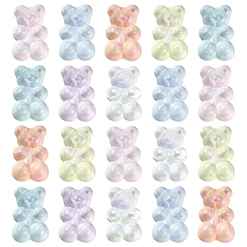 UR URLIFEHALL 100 Stück transparente Acryl-Gummibär-Perlen mit Glitzerpuder, lose Tierperlen für Haargummis, Ornamente, Schmuckherstellung von UR URLIFEHALL