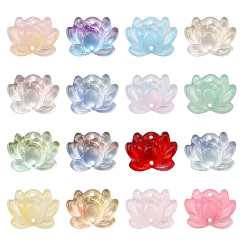 UR URLIFEHALL 100 Stück zufällige Glas-Lotusblumen-Perlen, bunte Blumenperlen mit Doppelloch für DIY-Ohrringe, Armbänder, Halsketten, Schmuckherstellung UR URLIFEHALL 100 Stück zufällige Glas-Lotusblumen-Perlen, bunte Blumenperlen mit Doppelloch für DIY-Ohrringe, Armbänder, Halsketten, Schmuckherstellung von UR URLIFEHALL