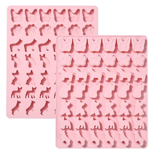 UR URLIFEHALL 2 Stück Haustier-Silikon-Tierformen für Süßigkeiten, Kuchen, Kekse, Schokolade, Seife, harte Süßigkeiten, Fudge, Fondant, Partydekorationen, Gelatine, Gelee, Muffins, Zuckerpaste, Wachs von UR URLIFEHALL