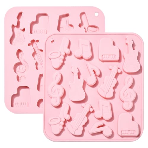 UR URLIFEHALL 2 Stück Musiknoten-Silikonformen Musikinstrument Silikon-Backformen für DIY Kuchen Schokolade Süßigkeiten Eiswürfel Schmuckherstellung von UR URLIFEHALL