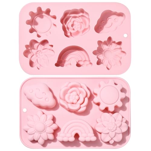 UR URLIFEHALL 2 Stück Silikonformen Regenbogen Sonne Blume Form Schokolade Formen für Süßigkeiten Hausgemachte Fondant Kuchen Kekse Wiederverwendbare Backformen von UR URLIFEHALL