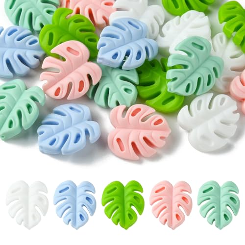UR URLIFEHALL 20 Stück 5 Farben Silikonperlen Blatt Silikon Focal Perlen Monstera Blatt Perlen Lose Spacer Perlen für Stifte Schmuckherstellung UR URLIFEHALL 20 Stück 5 Farben Silikonperlen Blatt Silikon Focal Perlen Monstera Blatt Perlen Lose Spacer Perlen für Stifte Schmuckherstellung von UR URLIFEHALL