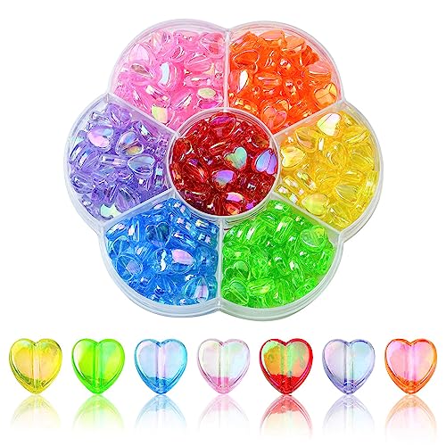UR URLIFEHALL 280 Stück 8 mm transparente Acrylperlen AB Farbe Herz lose Abstandshalter Perlen mit transparenter Blumenbox für DIY Schmuckherstellung Handwerk UR URLIFEHALL 280 Stück 8 mm transparente Acrylperlen AB Farbe Herz lose Abstandshalter Perlen mit transparenter Blumenbox für DIY Schmuckherstellung Handwerk von UR URLIFEHALL