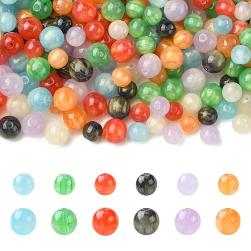 UR URLIFEHALL 280 Stück bunte Katzenaugen-Imitations-Perlen, rund, Harz, lose Perlen für DIY-Halsketten, Armbänder, Ohrringe, Schmuckherstellung, Handwerk von UR URLIFEHALL